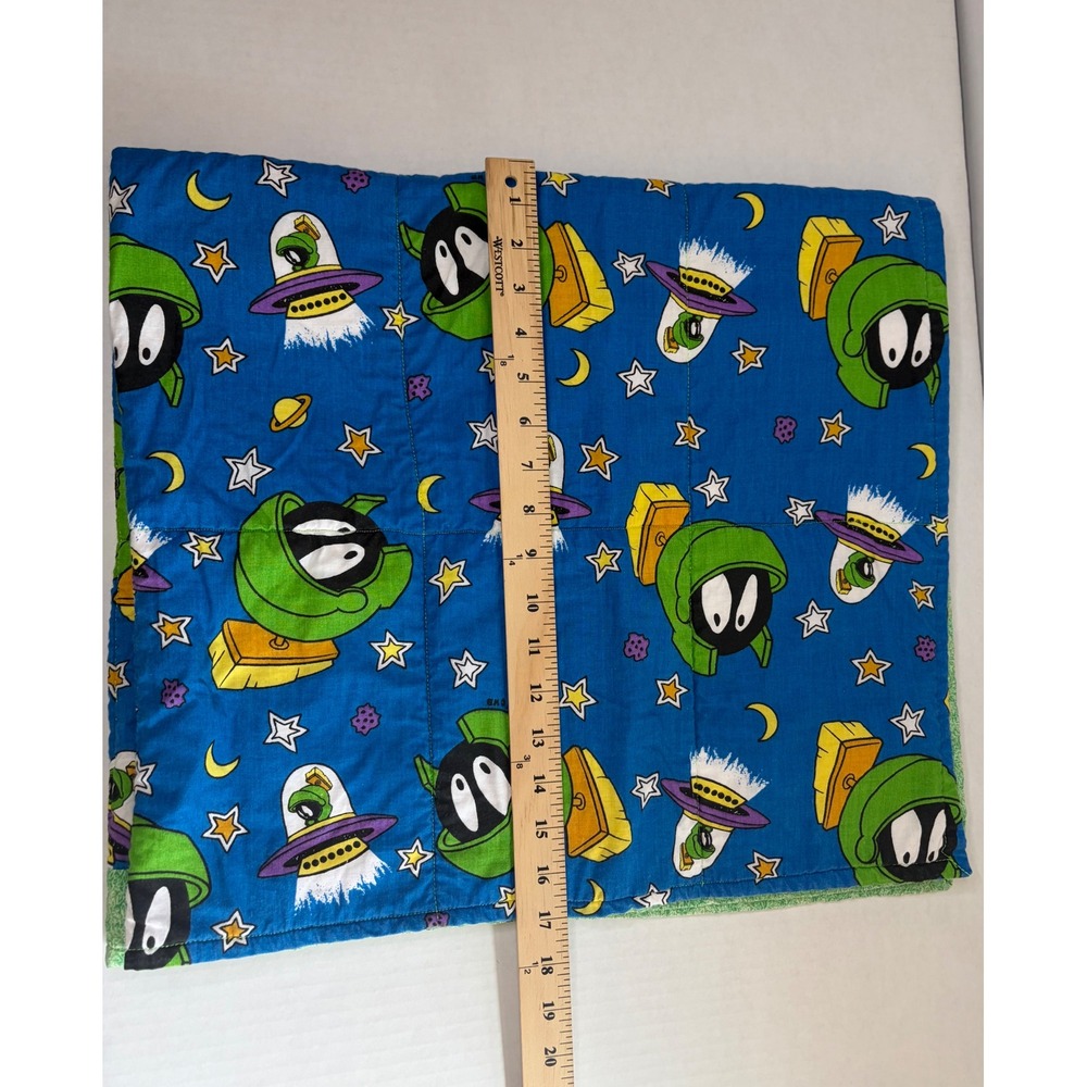 Marvin the Martian Looney Tunes Handmade Quilt Reversible Robot Space Blanket - Picture 3 of 14